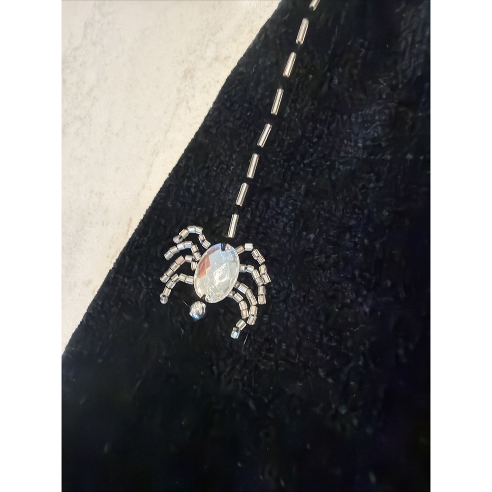 Vintage Storybook Knits Halloween Cardigan Beaded Spider Web Rhinestones Size S - Picture 8 of 13